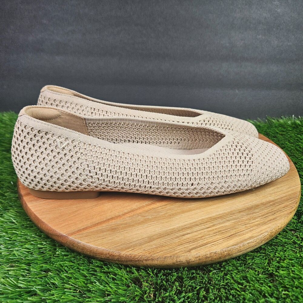 VIVAIA Margot 2.0 Square Toe V Cut Flats Shoes Womens EU 43 US 11 W Beige